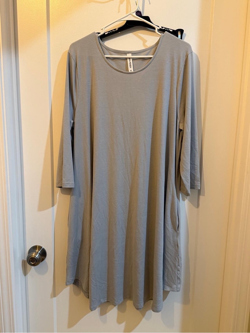 Zenana Women's Light Gray Swing Dress  - Medium